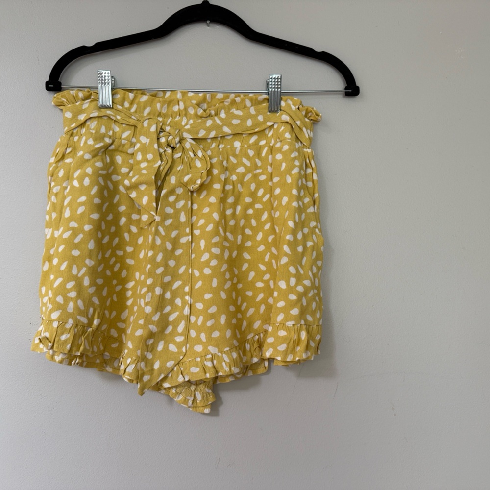 Yellow White Printed Ruffled Mini Skirt